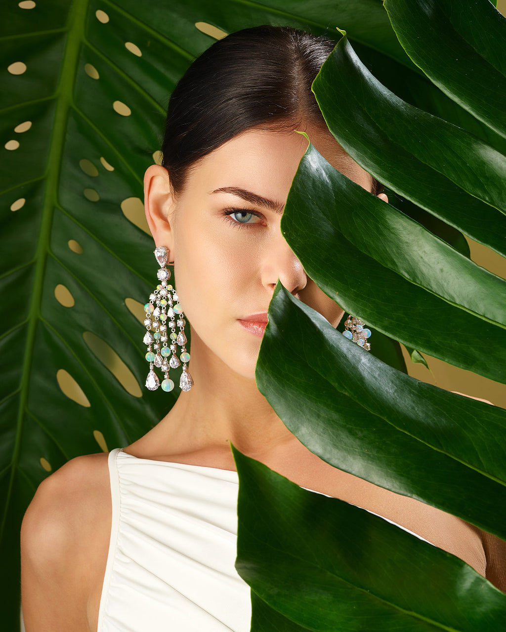 Diamond & Opal Raindrop Chandelier Earrings