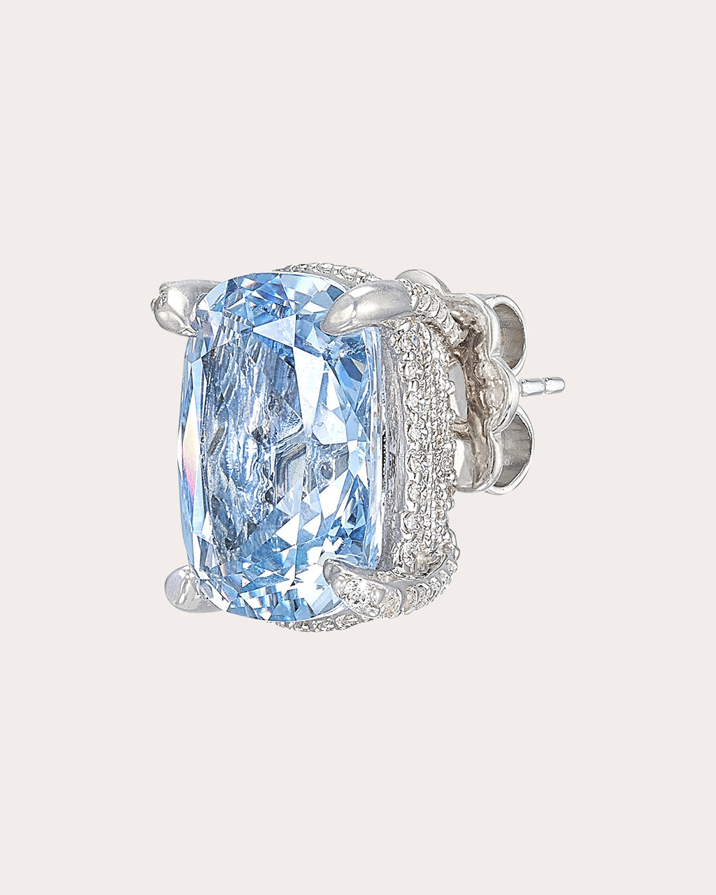 Aquamarine Cushion Wing Stud Earrings