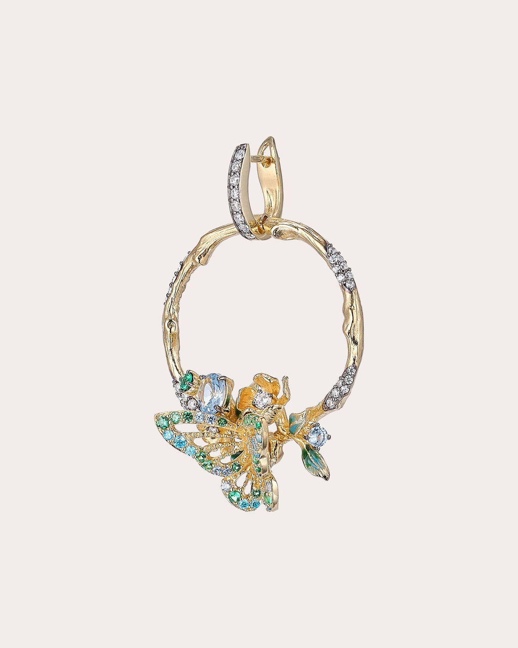 Diamond Aqua Orchard Hoop Earrings