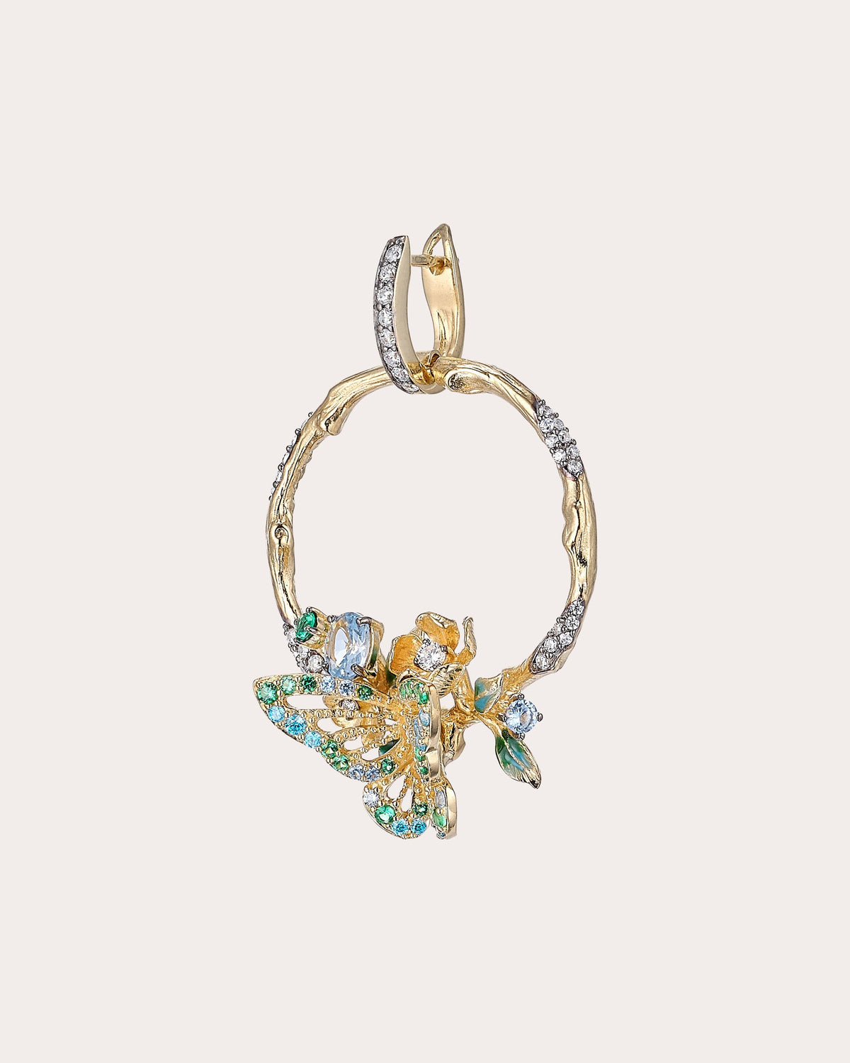 Diamond Aqua Orchard Hoop Earrings