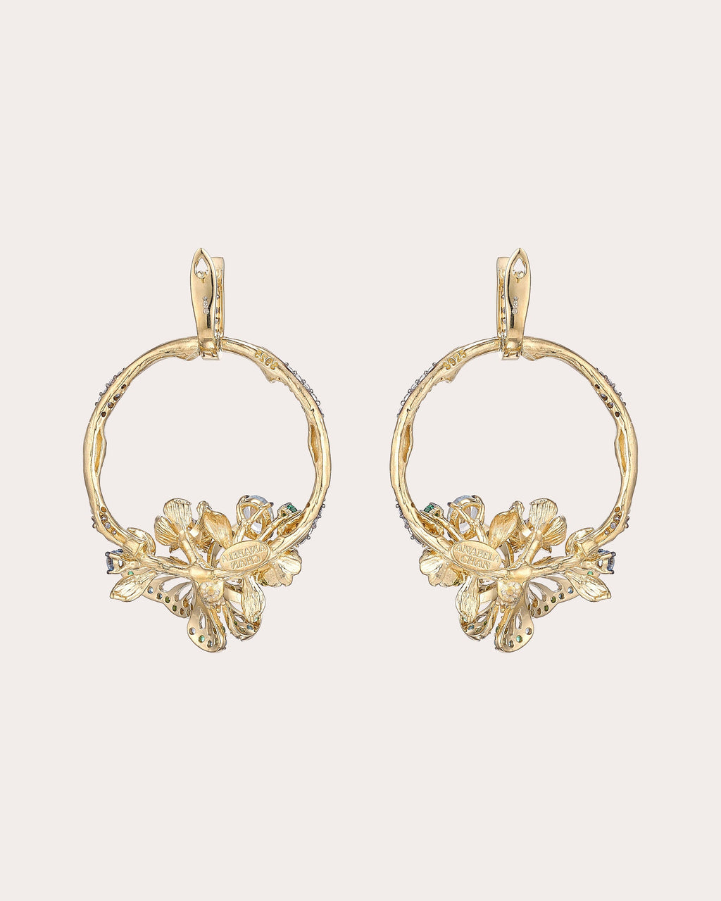 Diamond Aqua Orchard Hoop Earrings