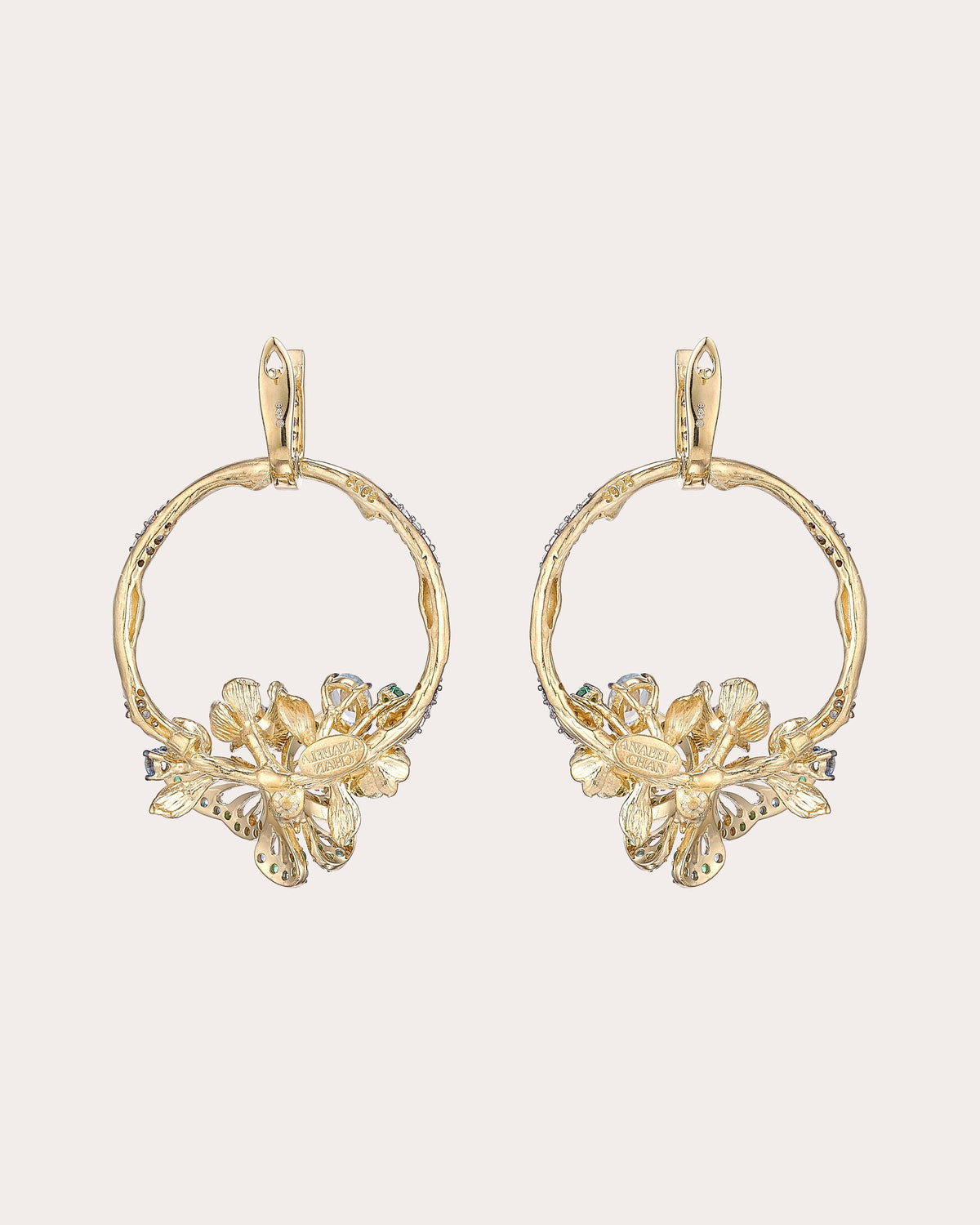Diamond Aqua Orchard Hoop Earrings