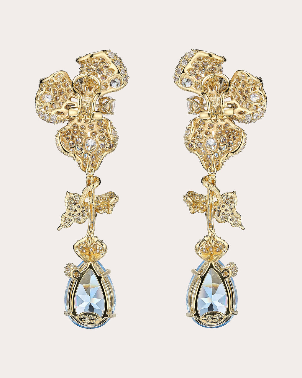 Aquamarine Orchid Detachable Drop Earrings
