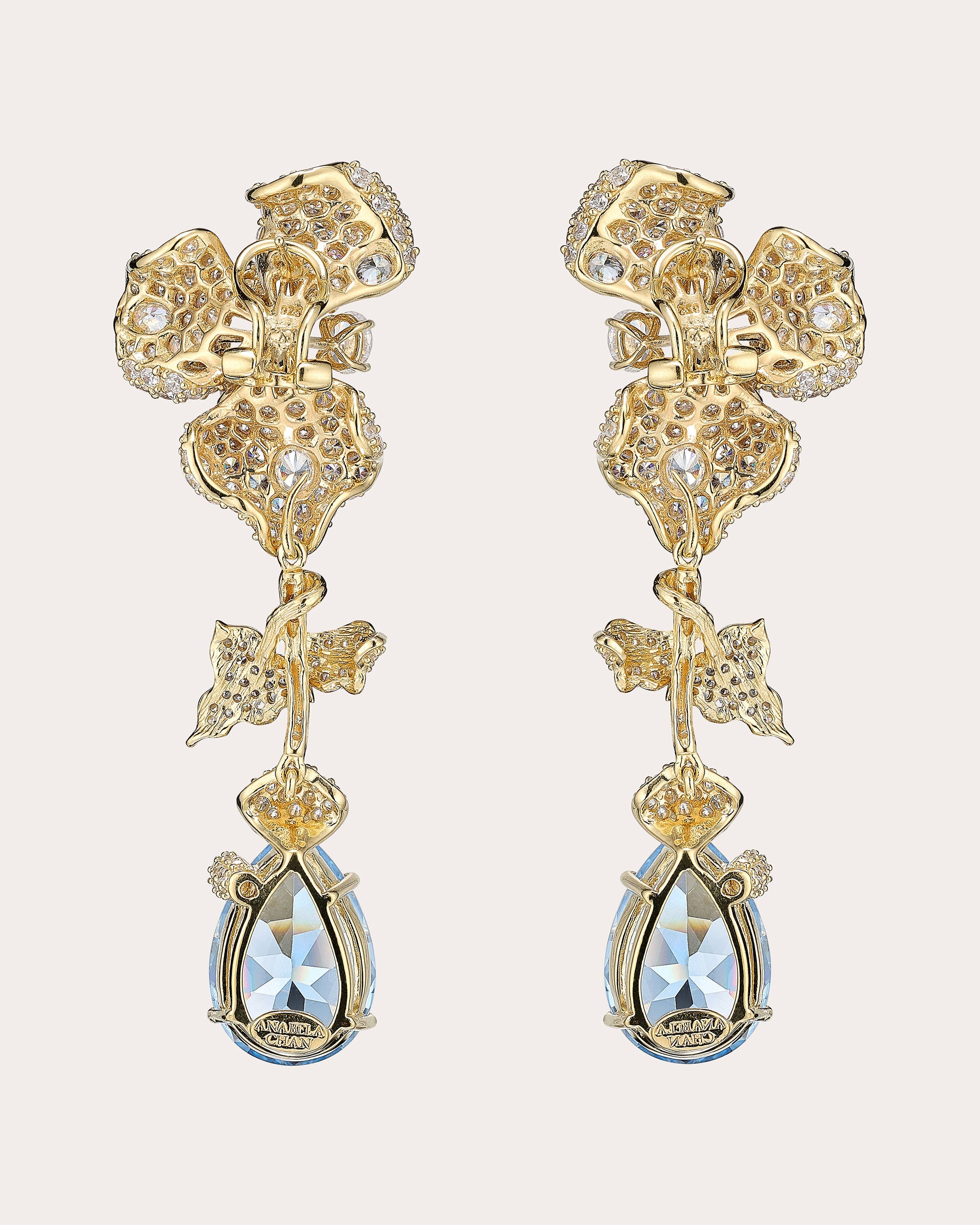Aquamarine Orchid Detachable Drop Earrings