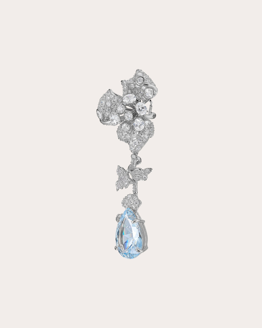 Diamond & Aquamarine Orchid Drop Earrings
