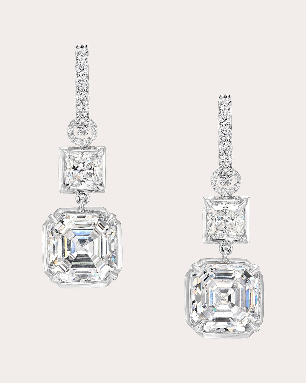 Diamond Asscher Hoop Earrings