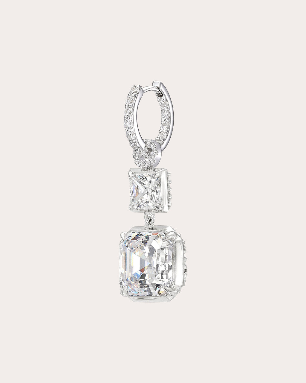 Diamond Asscher Hoop Earrings