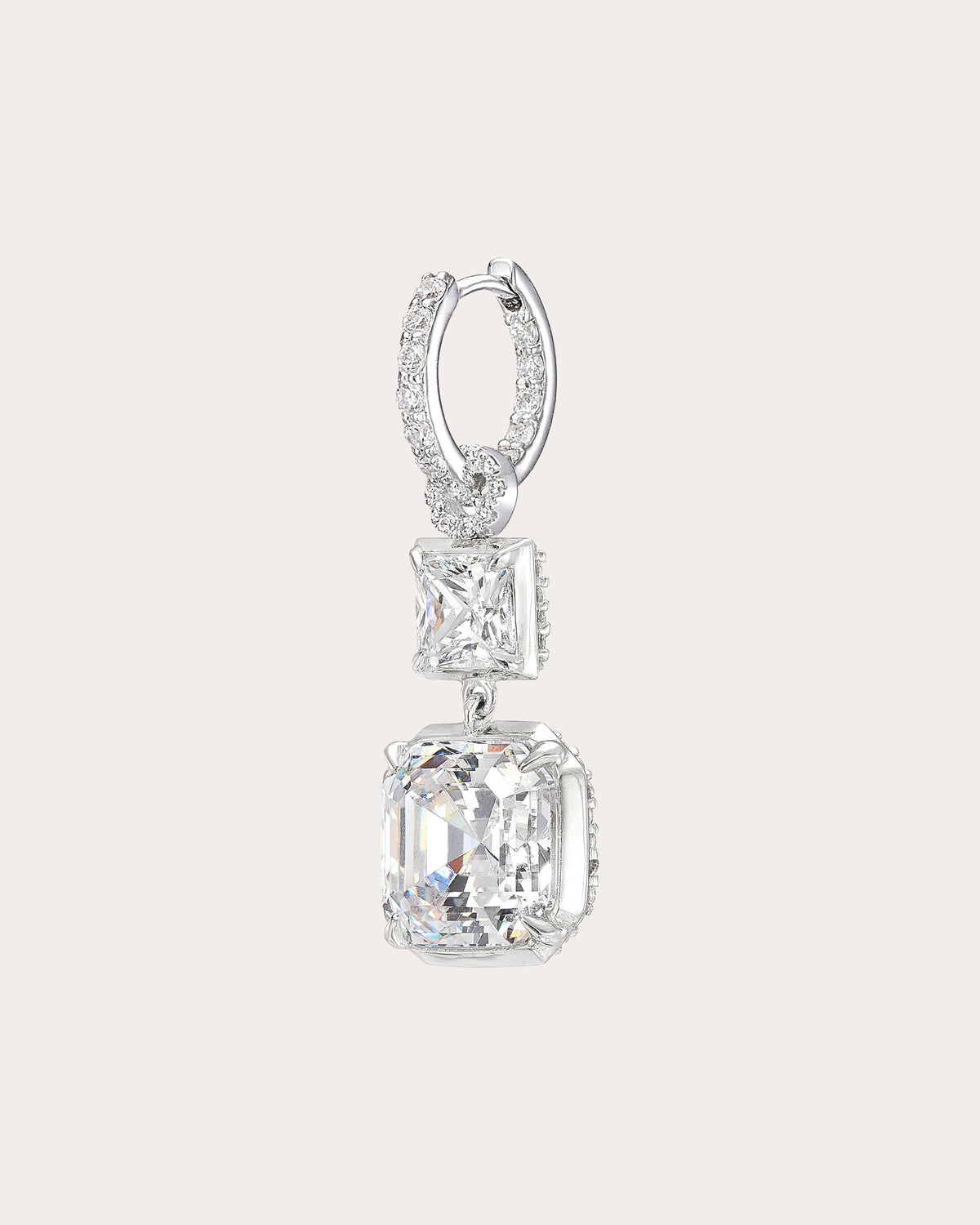 Diamond Asscher Hoop Earrings