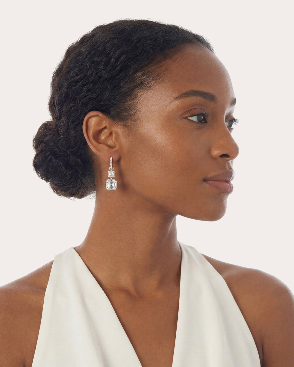 Diamond Asscher Hoop Earrings