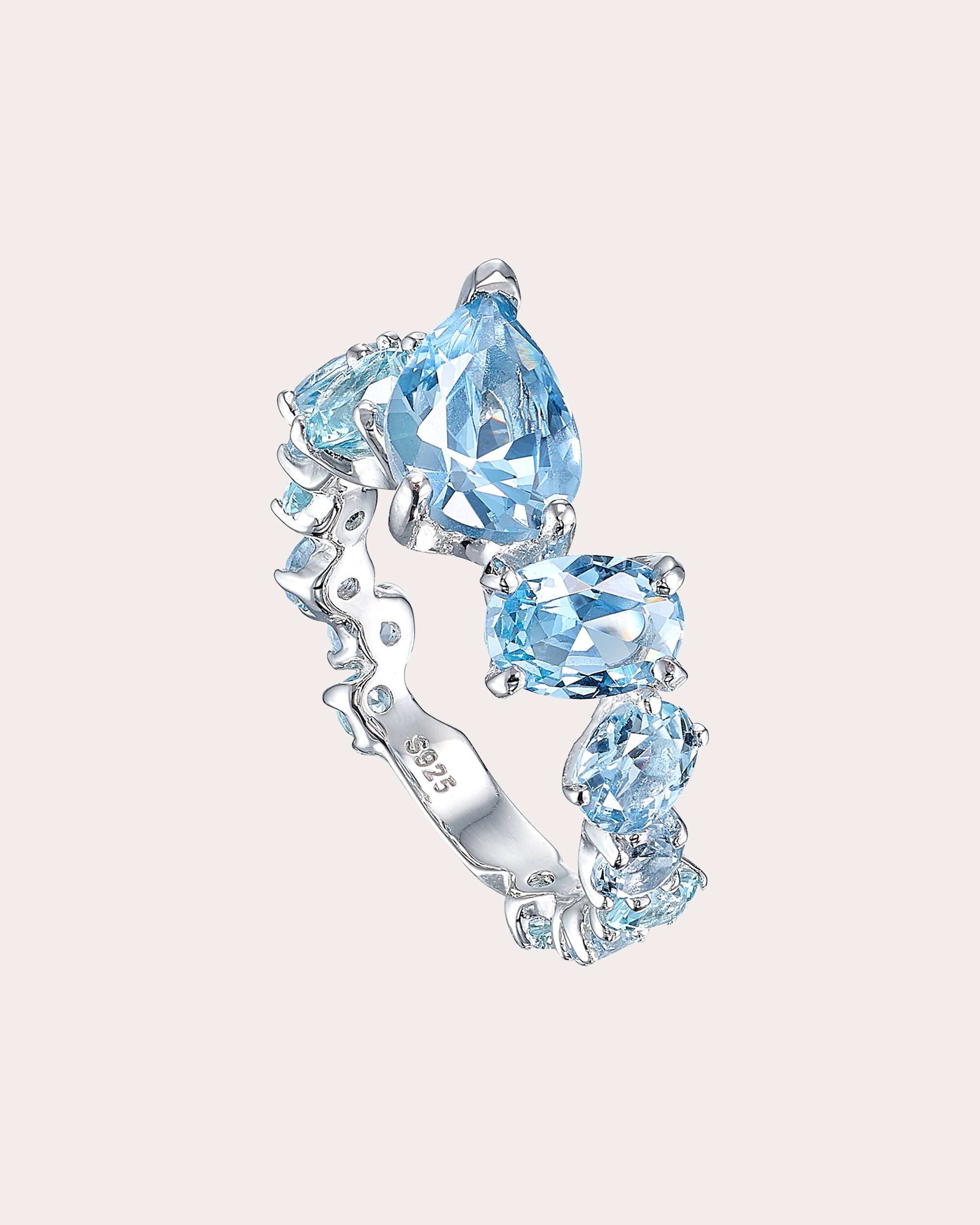 Baby Blue Aquamarine Nova Starburst Ring