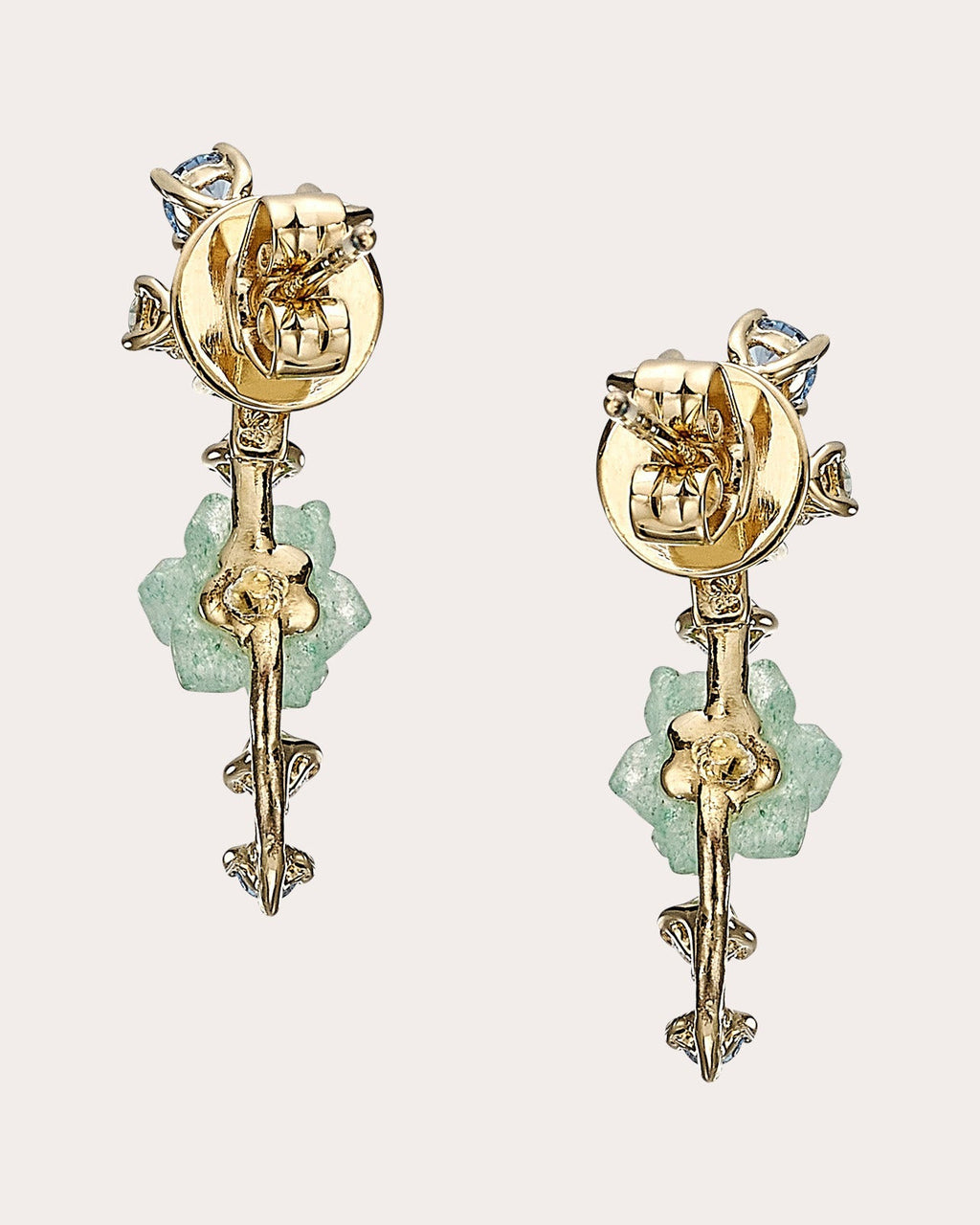 Diamond & Blue Opal Floral Ear Climbers