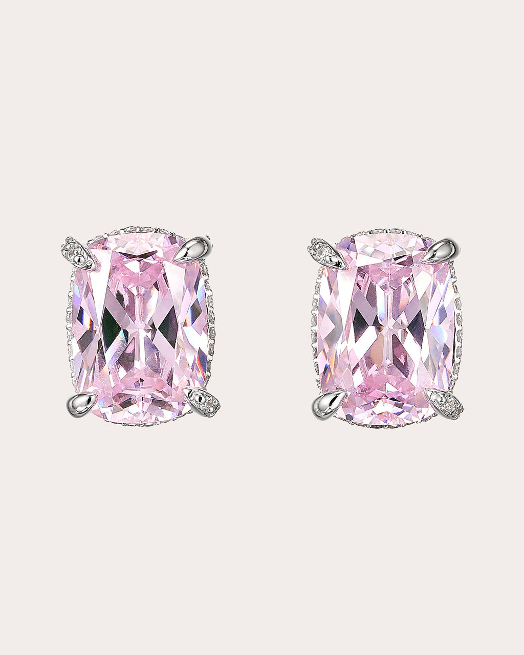 White & Pink Diamond Wing Stud Earrings