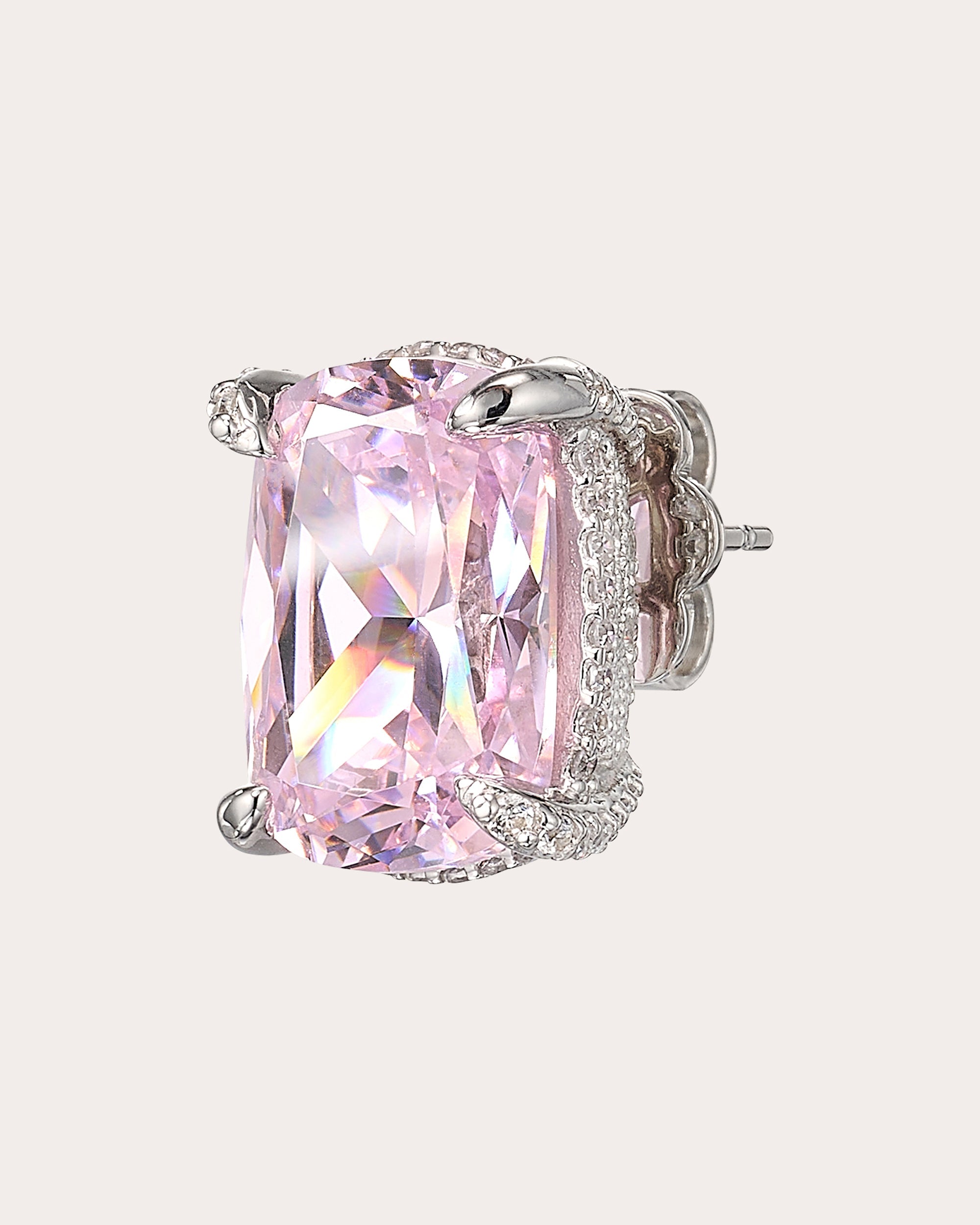 White & Pink Diamond Wing Stud Earrings