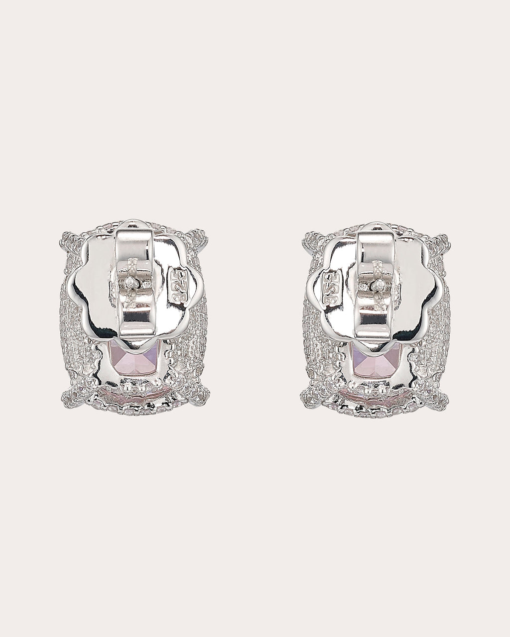 White & Pink Diamond Wing Stud Earrings