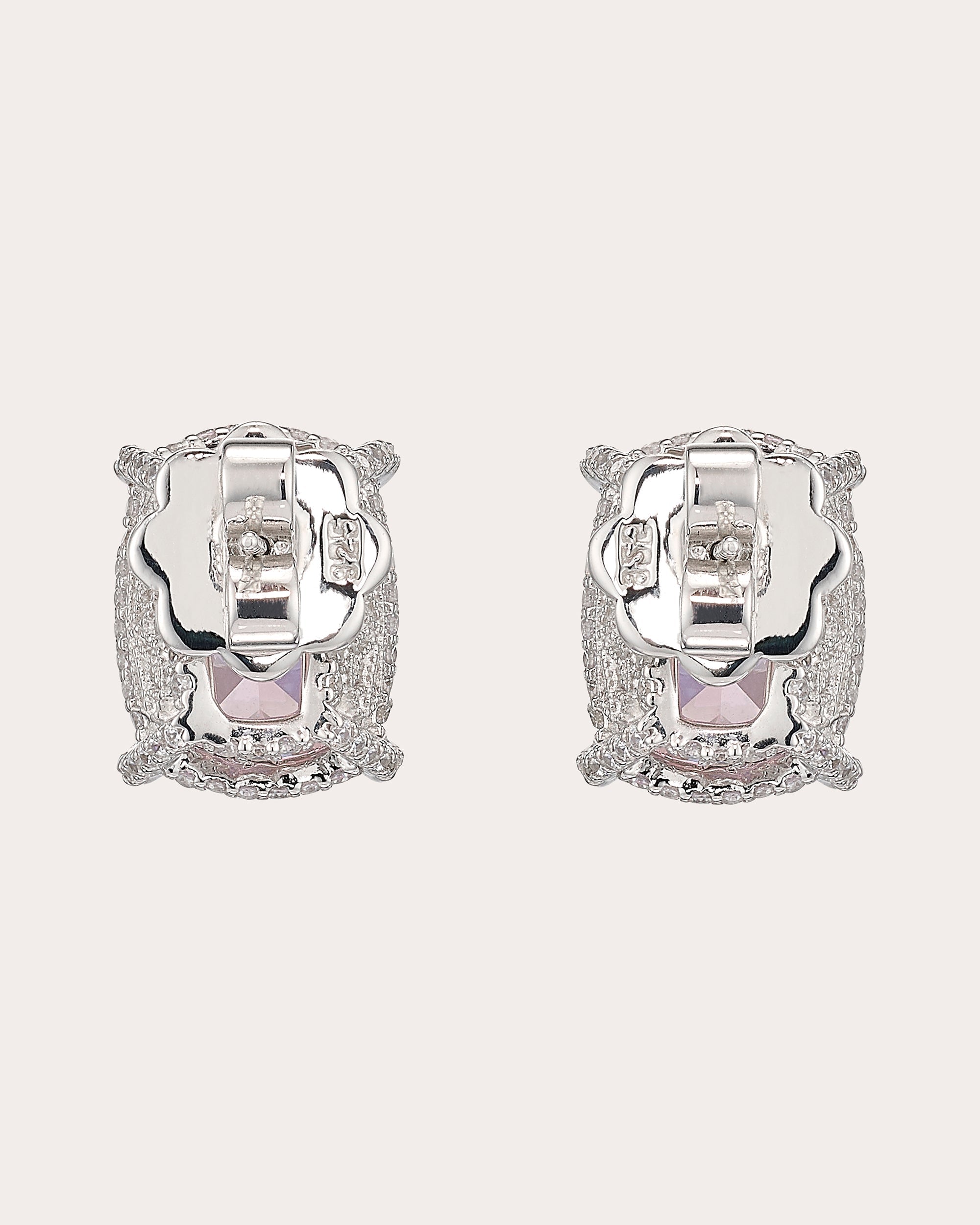 White & Pink Diamond Wing Stud Earrings