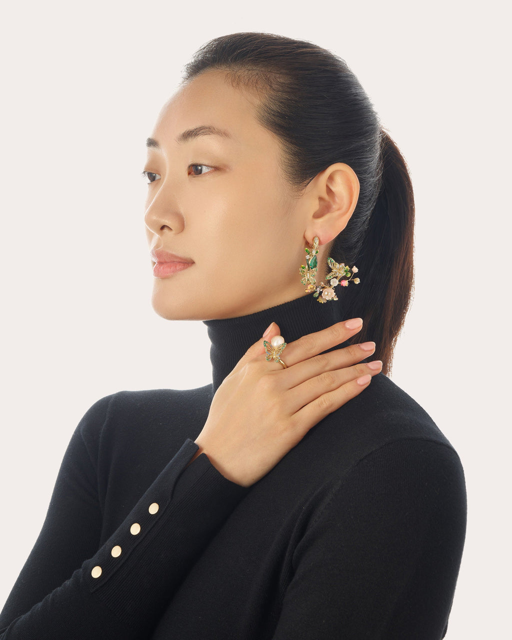 Cultured Pearl & Diamond Butterfly Ring