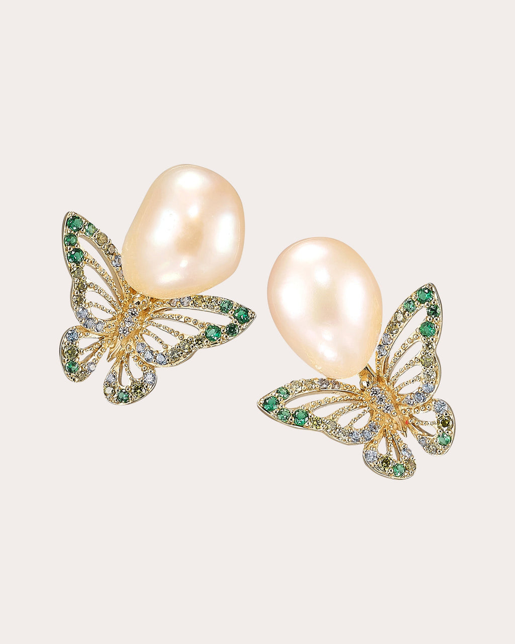 Cultured Pearl Butterfly Stud Earrings