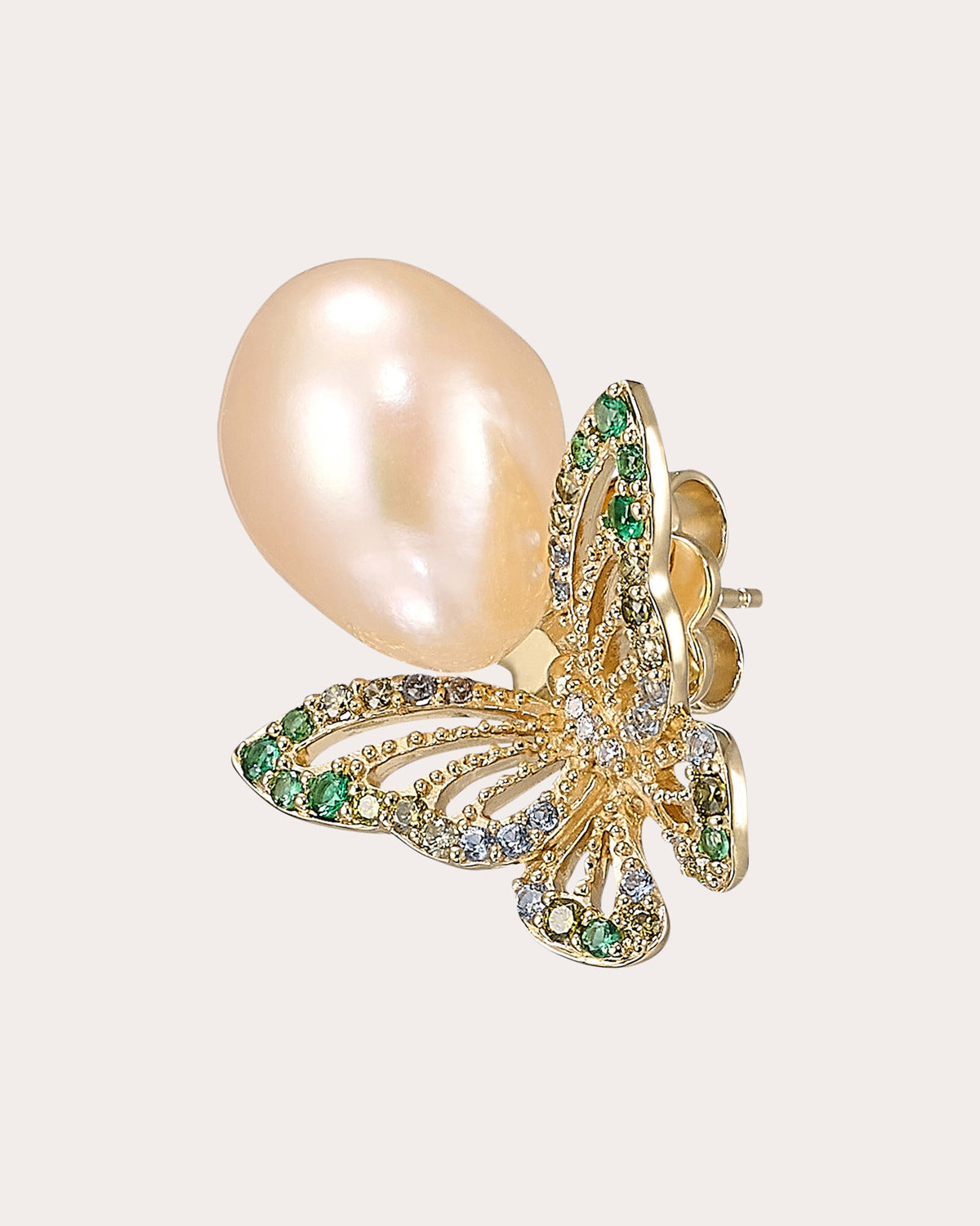 Cultured Pearl Butterfly Stud Earrings