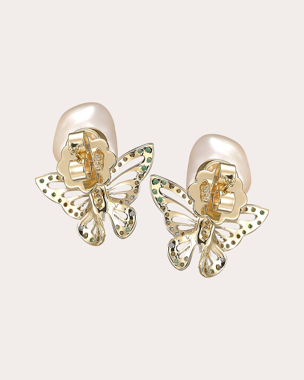 Cultured Pearl Butterfly Stud Earrings