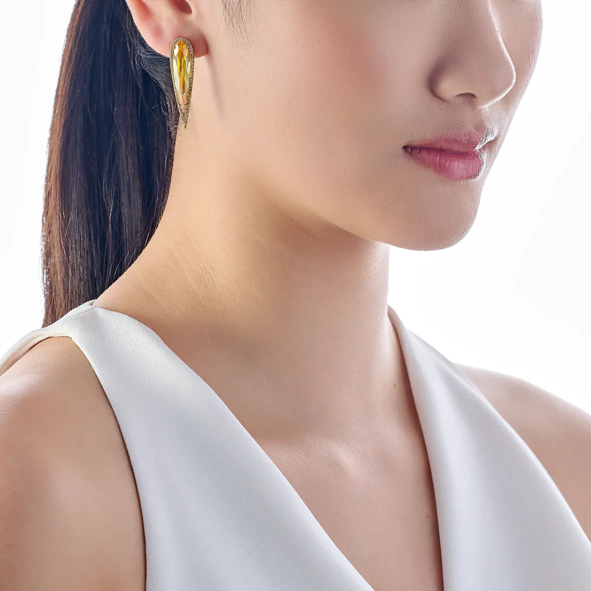 Citrine & Diamond Glimmer Drop Earrings