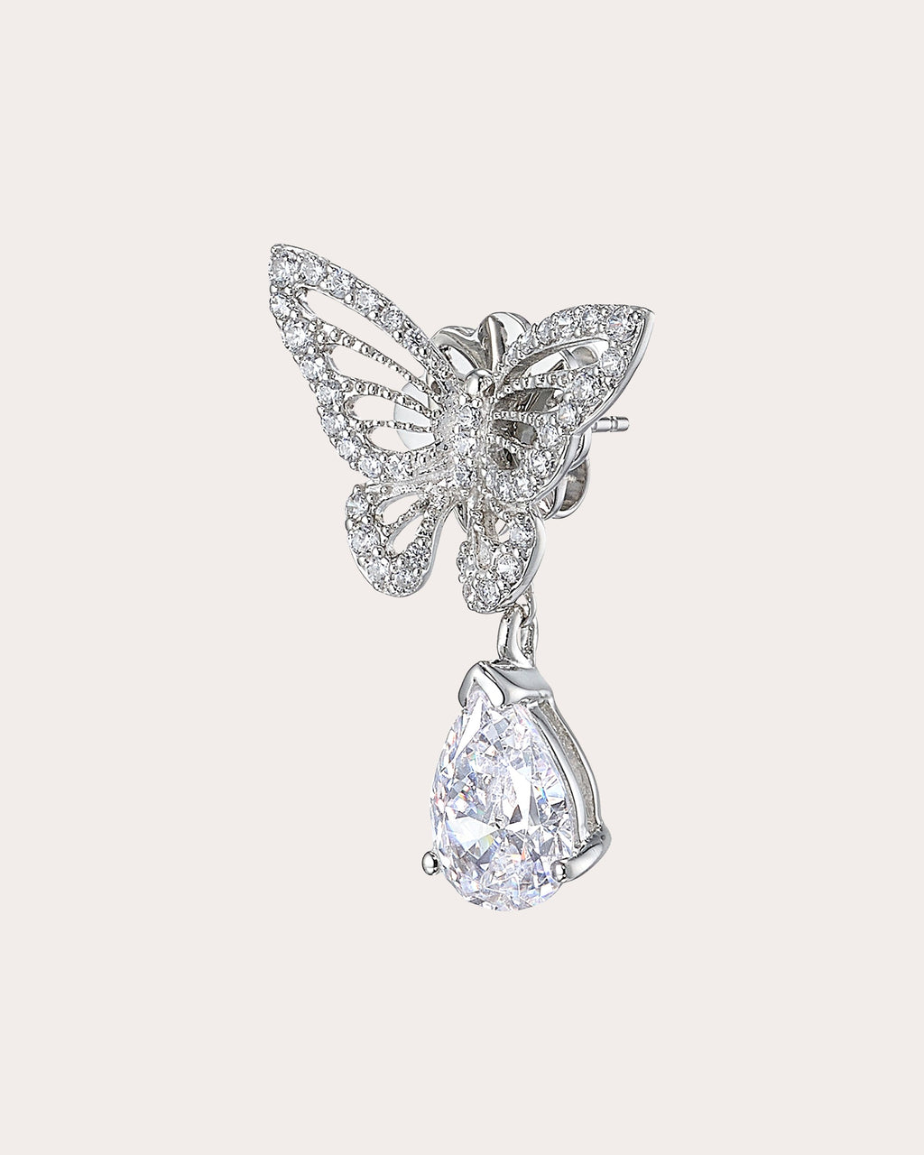 Diamond Butterfly Drop Earrings
