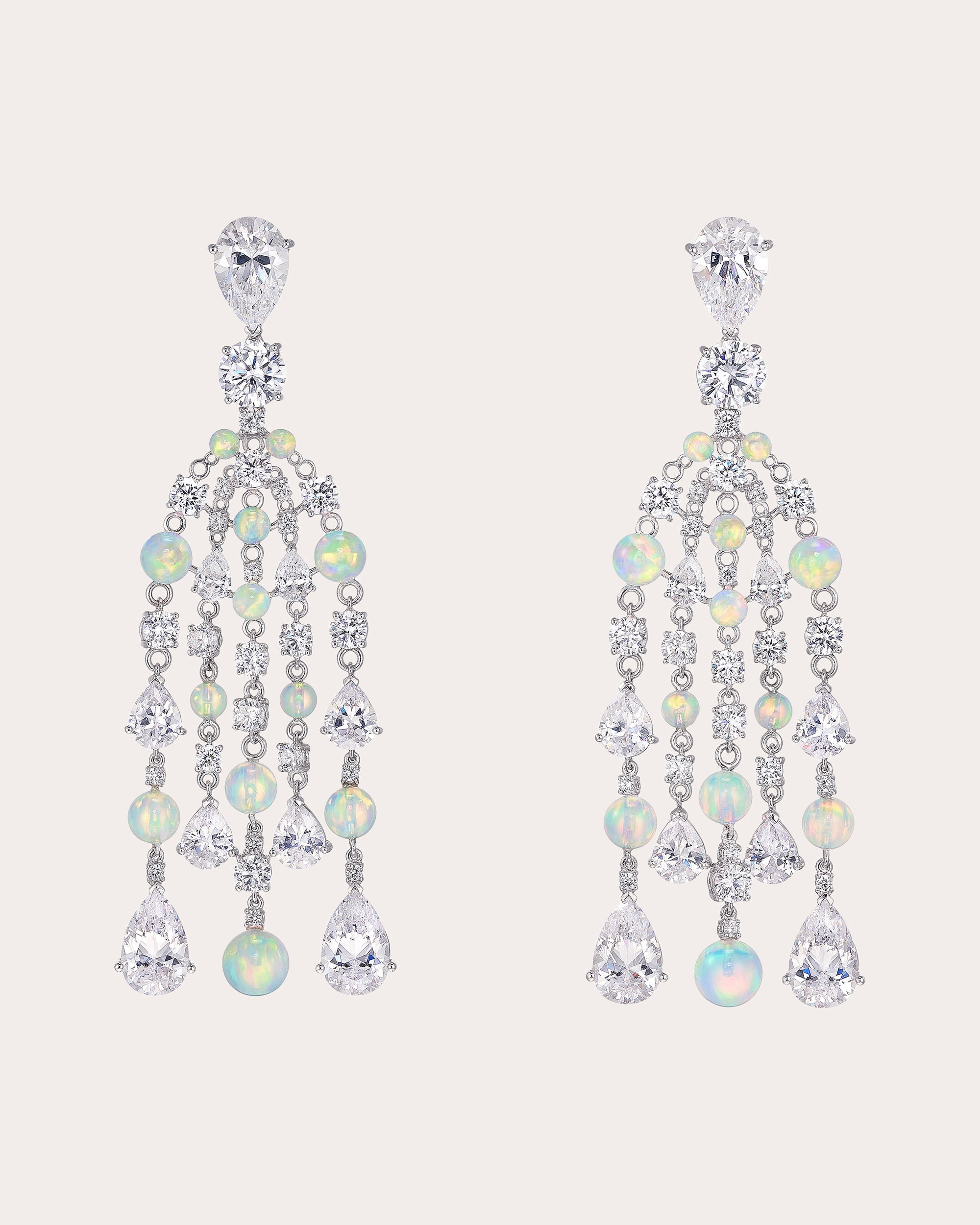 Diamond & Opal Raindrop Chandelier Earrings