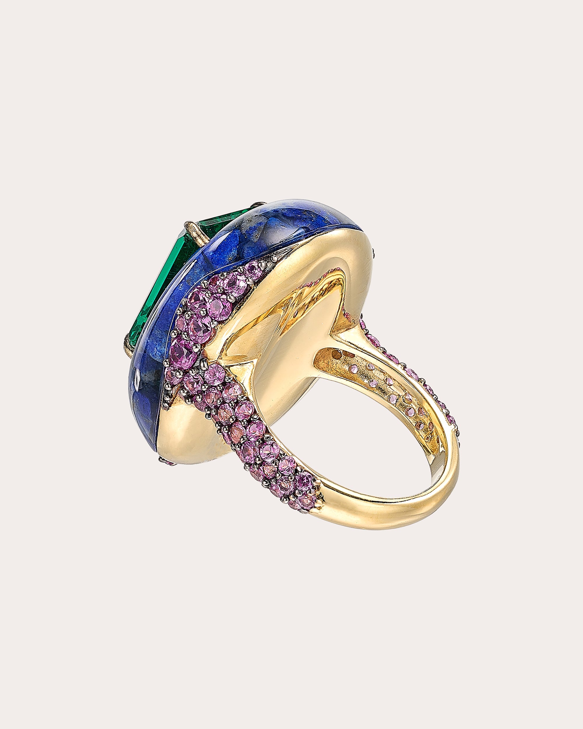 Emerald & Regenerative™ Lapis Pebble Ring