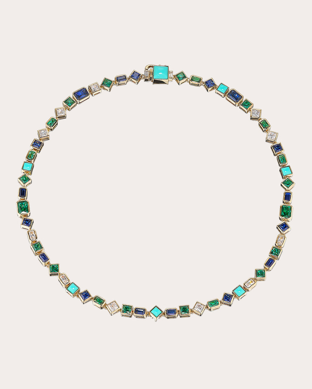 Emerald Turquoise Deco Necklace