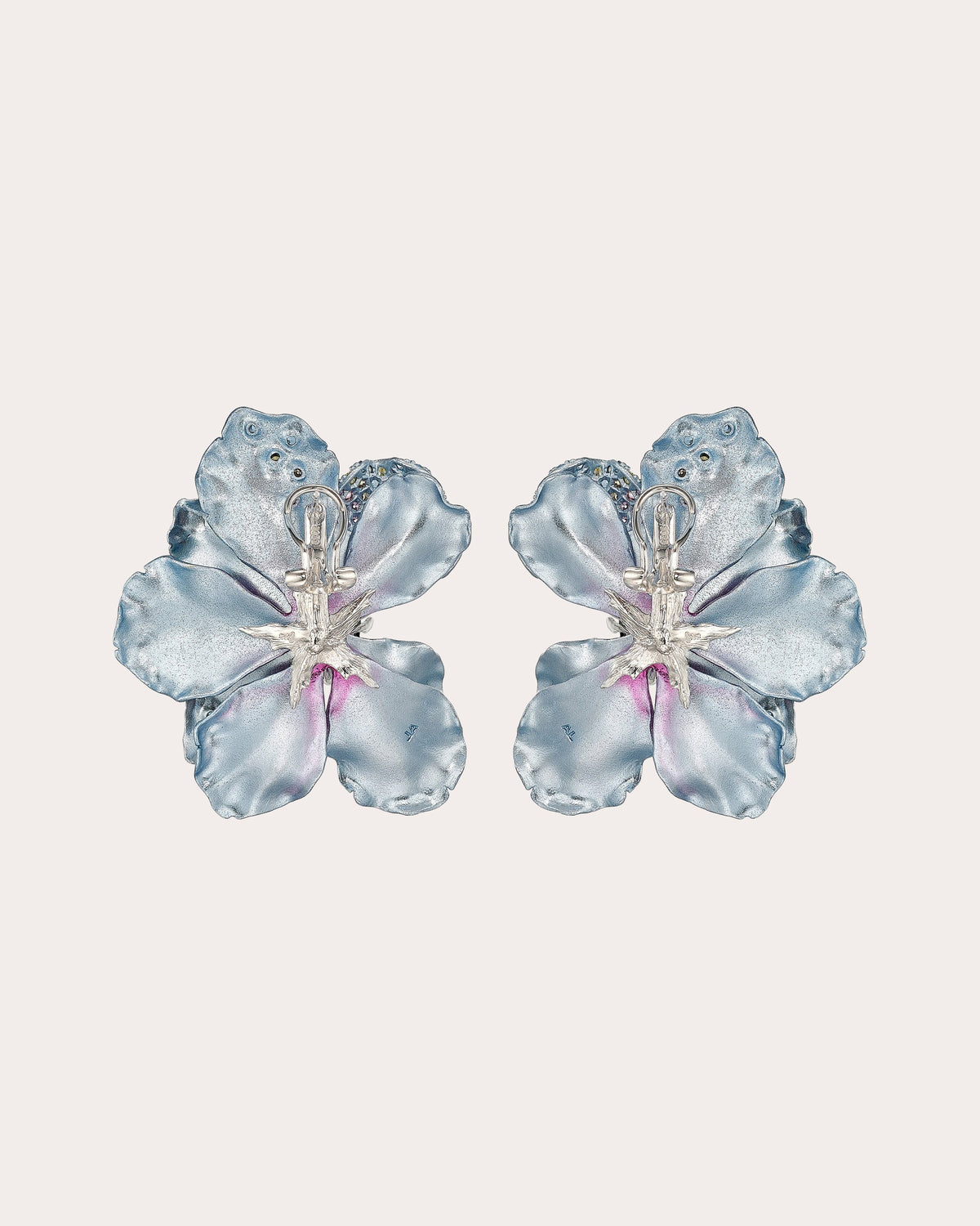 Pink & Yellow Sapphire Iris Poppy Stud Earrings