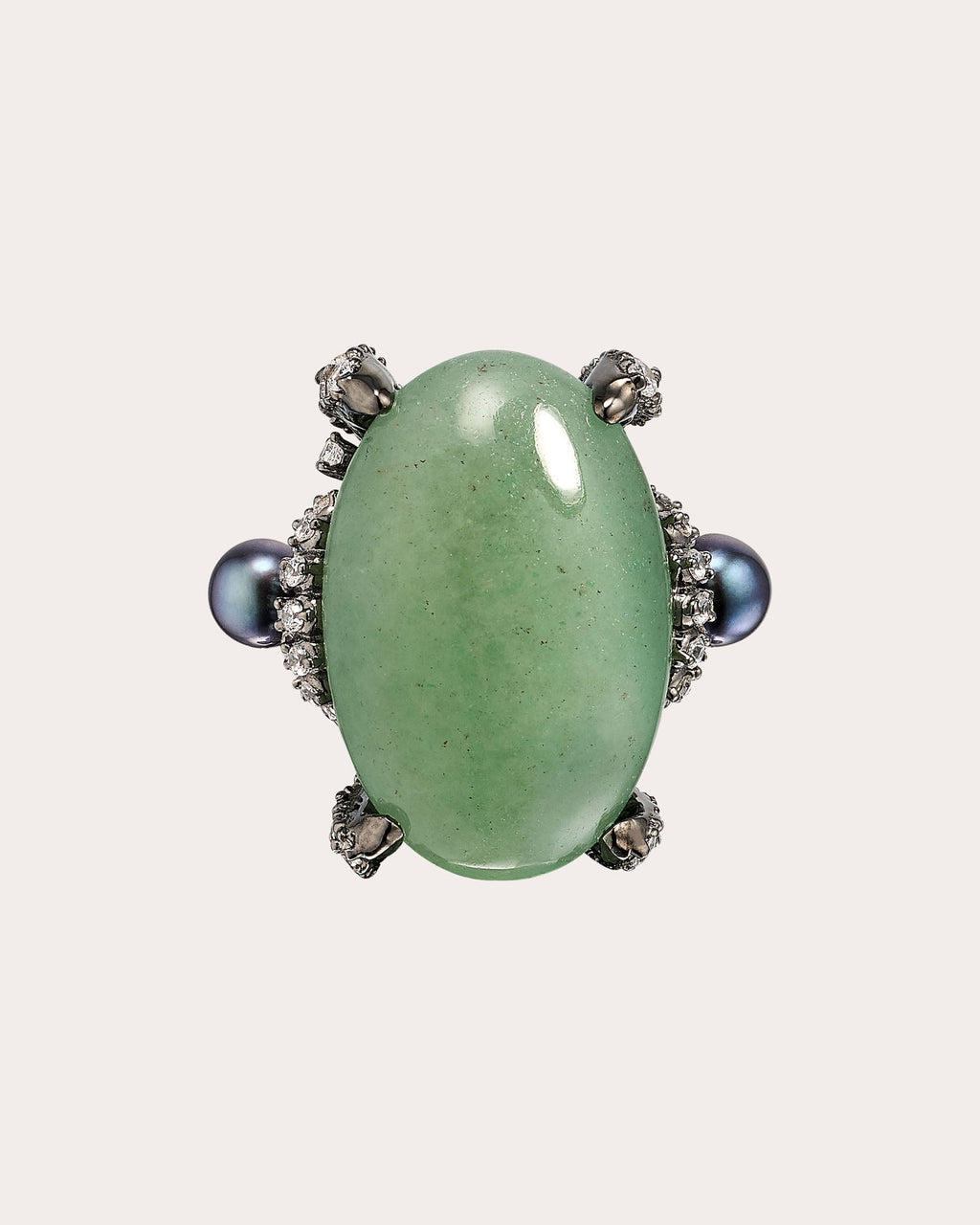 Jade & White Topaz Matrix Love & Pain Ring