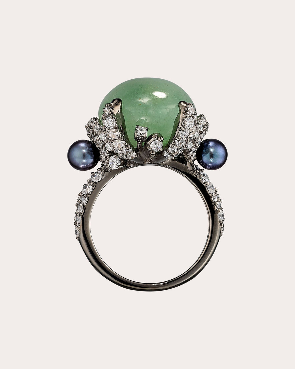 Jade & White Topaz Matrix Love & Pain Ring