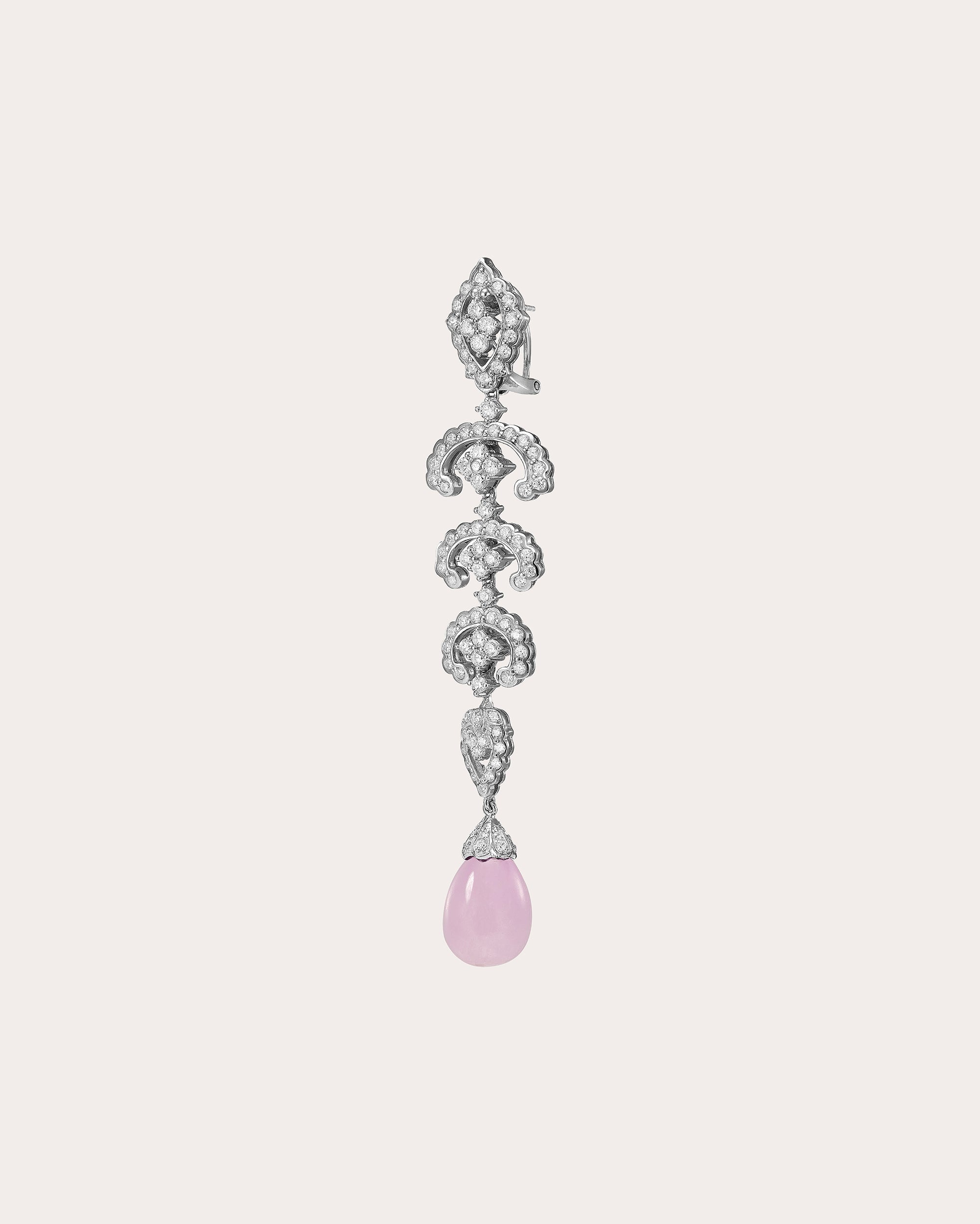 Diamond & Lavender Kunzite Scallop Lace Drop Earrings