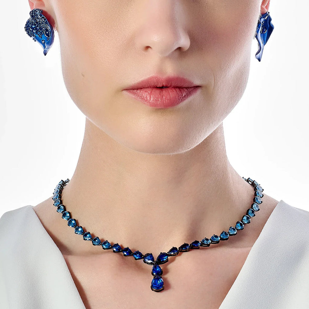 Sapphire & White Topaz Petal Stud Earrings