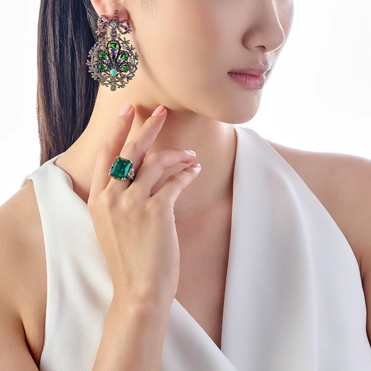 Diamond & Emerald Cinderella Ring