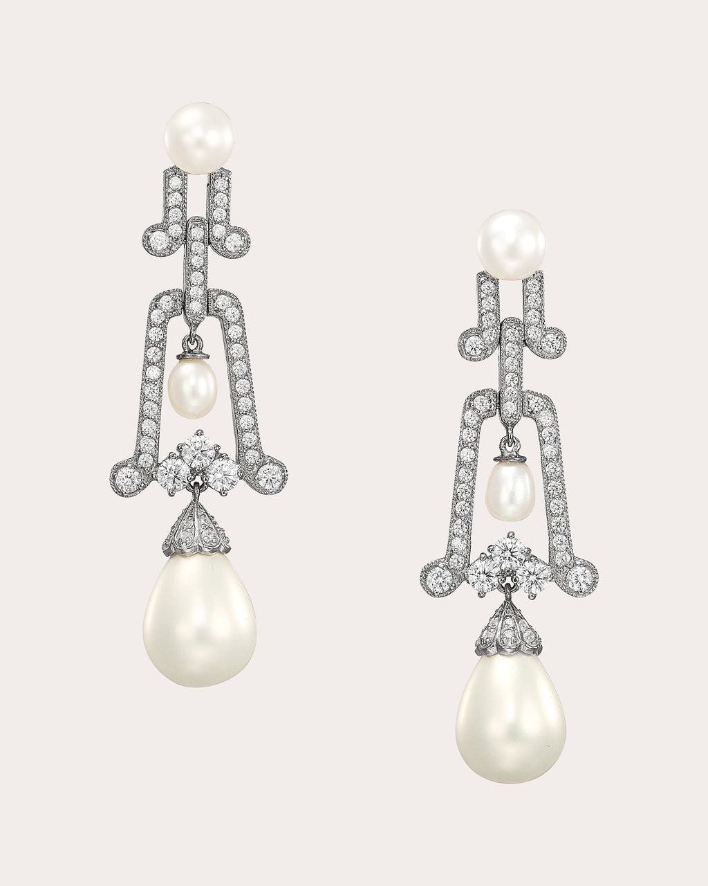 Diamond & Pearl Moderne Drop Earrings