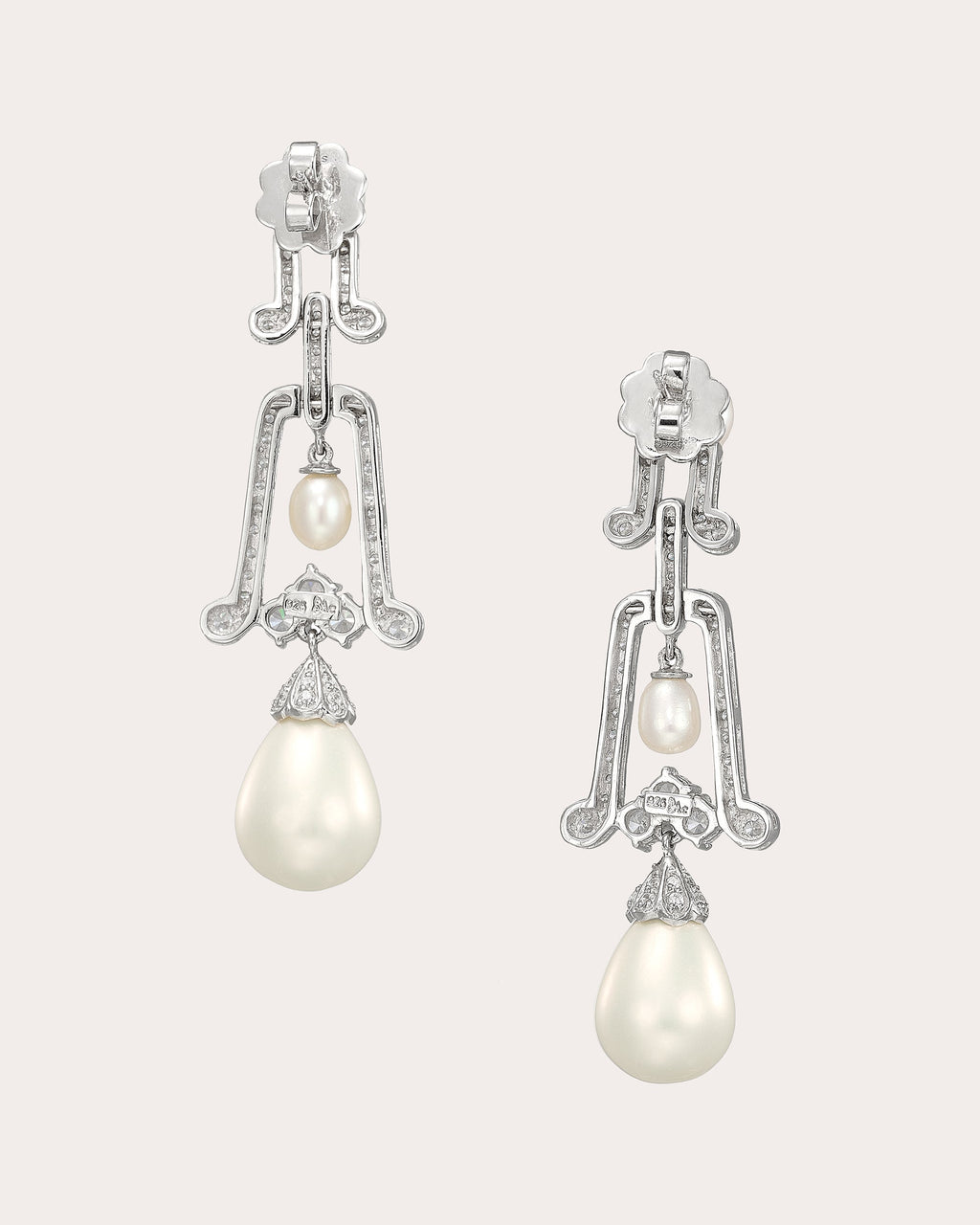 Diamond & Pearl Moderne Drop Earrings