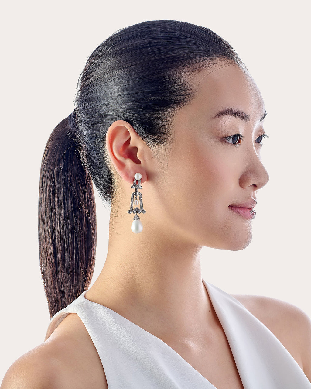 Diamond & Pearl Moderne Drop Earrings