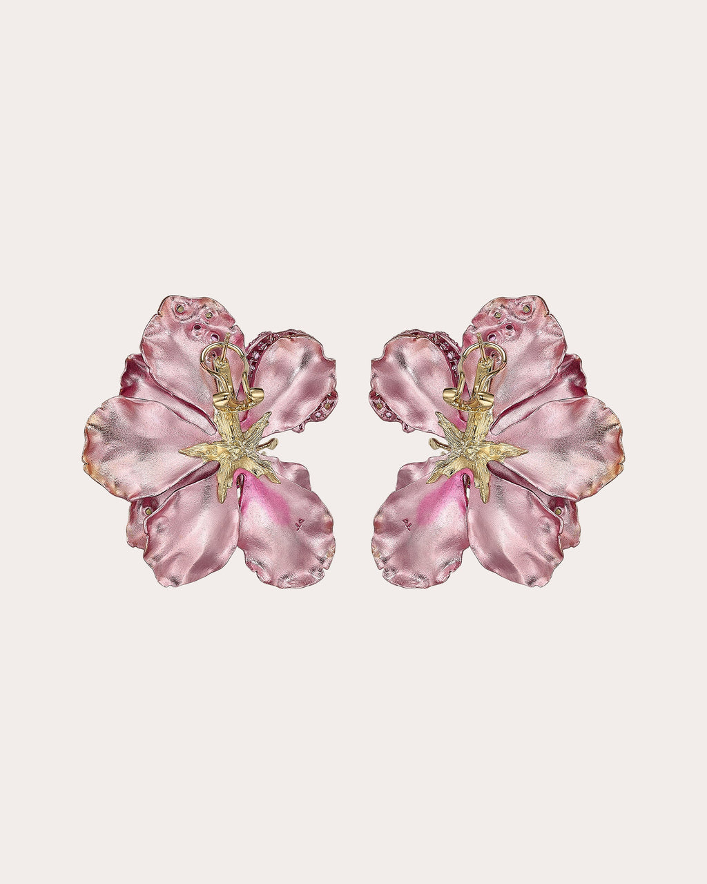 Pink Sapphire Peony Poppy Stud Earrings