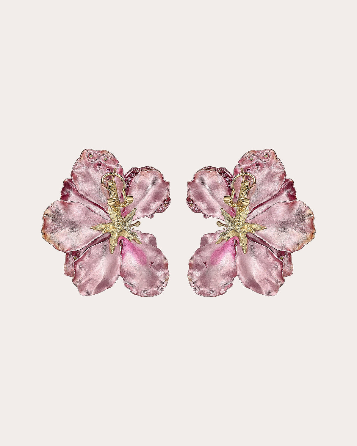 Pink Sapphire Peony Poppy Stud Earrings