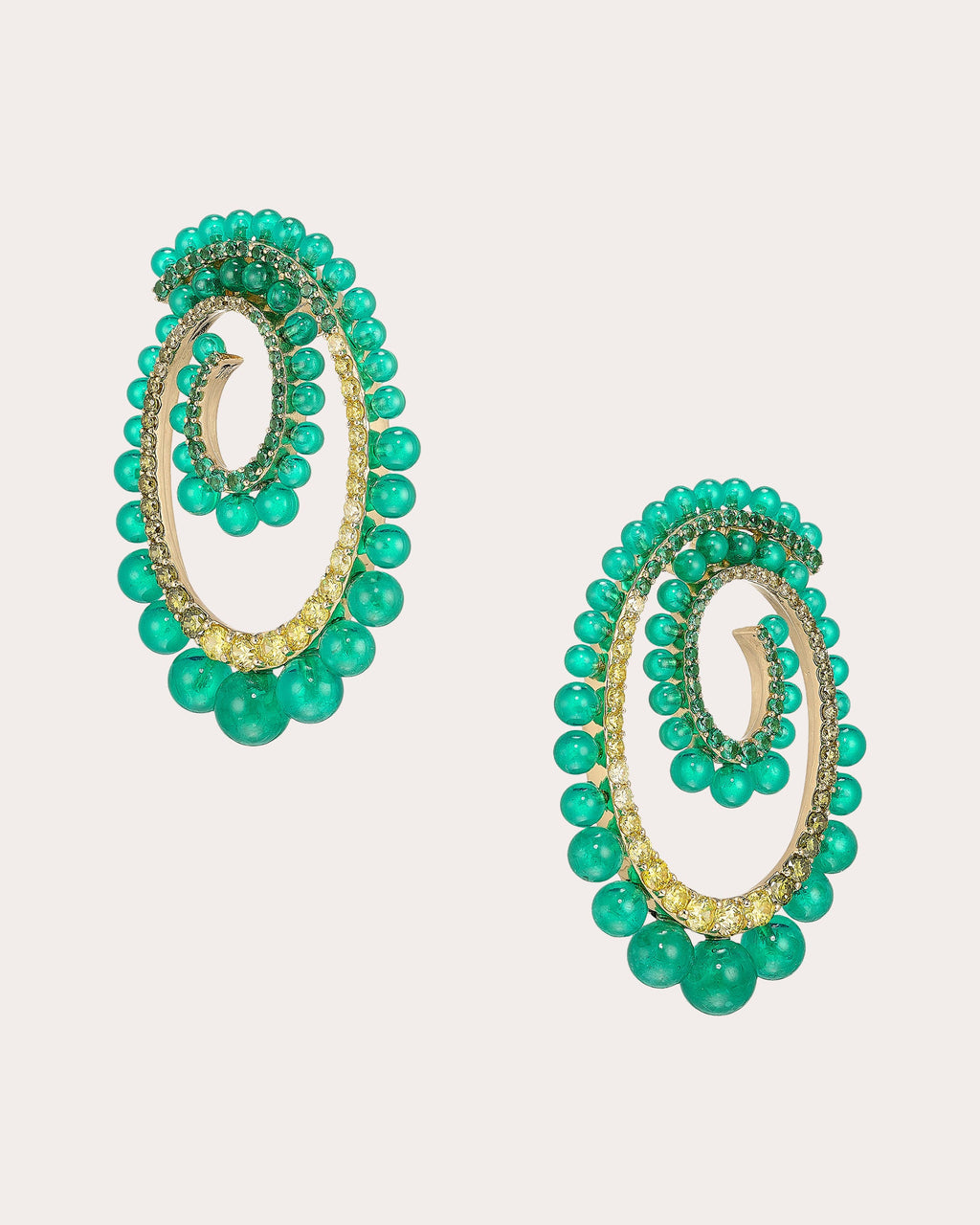 Green Agate Petite Vortex Drop Earrings