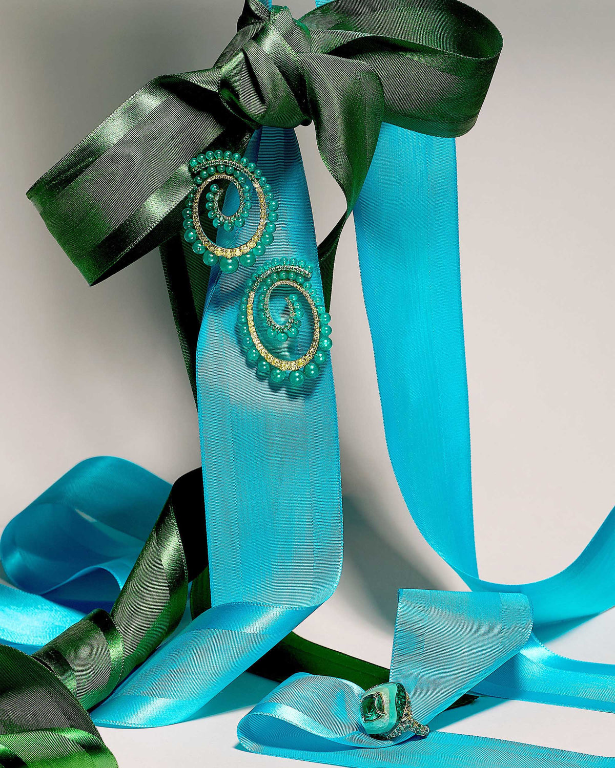 Green Agate Petite Vortex Drop Earrings