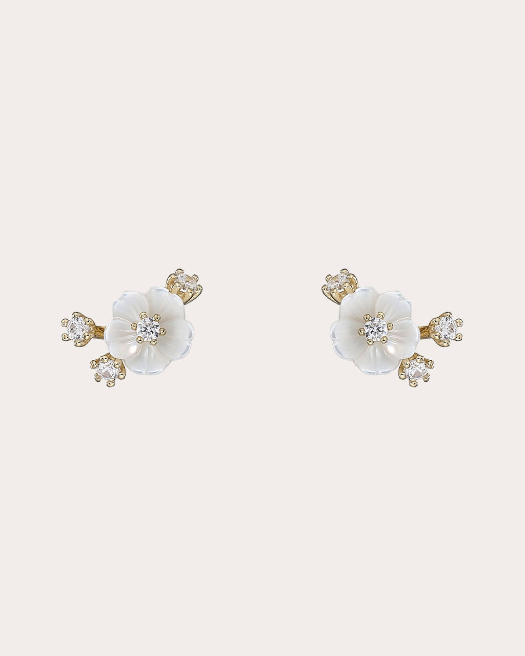 Diamond & Mother of Pearl Petite Floral Earrings