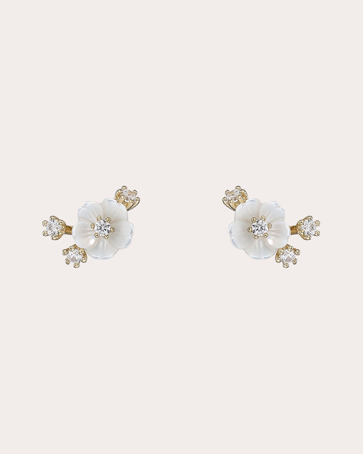 Diamond & Mother of Pearl Petite Floral Earrings