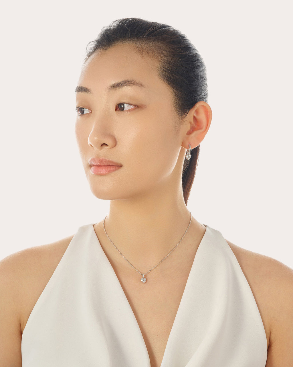 Diamond Petite Heart Hoop Earrings