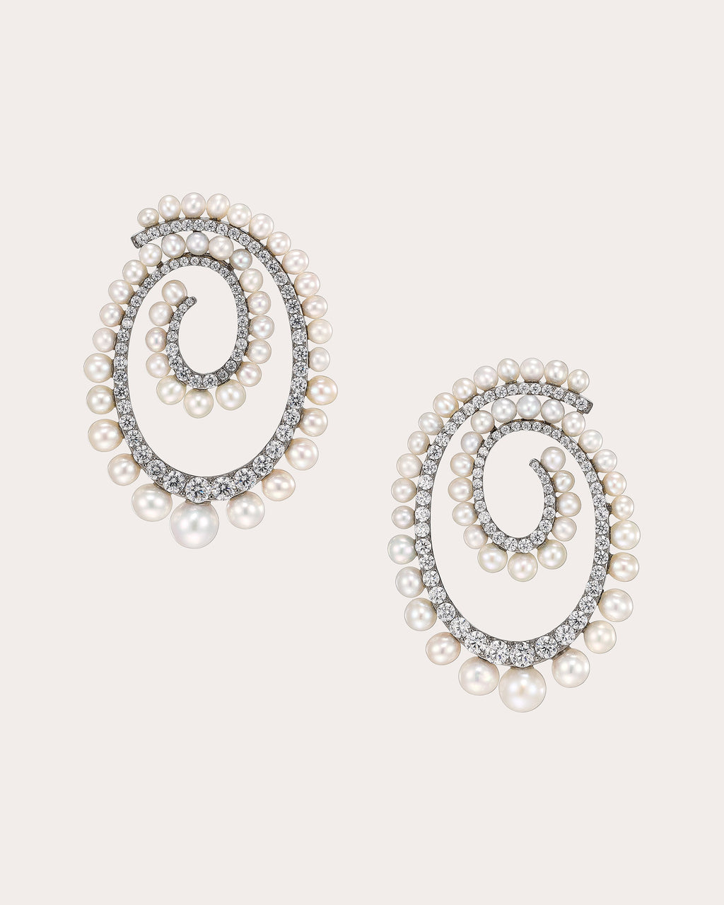 Diamond & Pearl Petite Vortex Drop Earrings