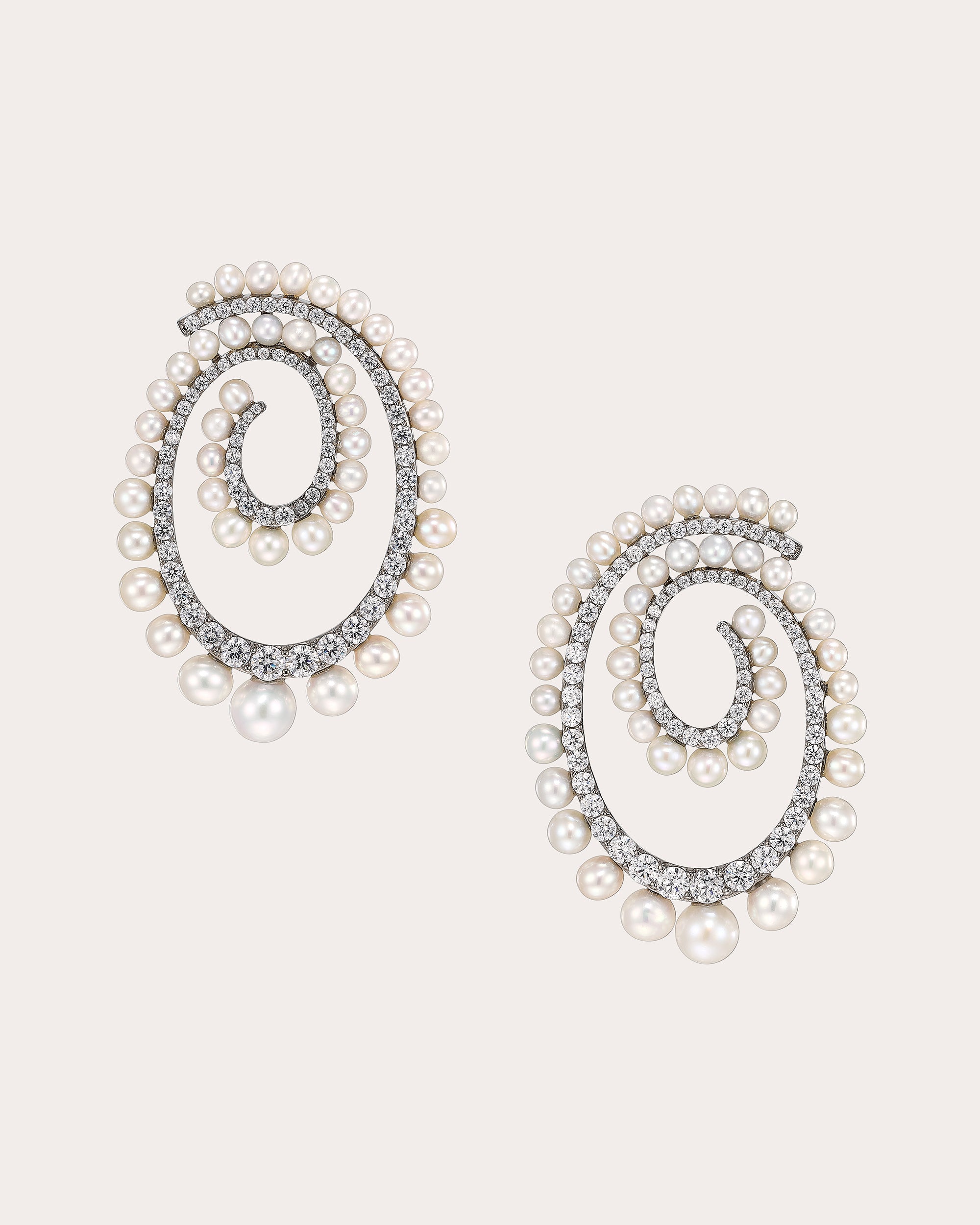 Diamond & Pearl Petite Vortex Drop Earrings