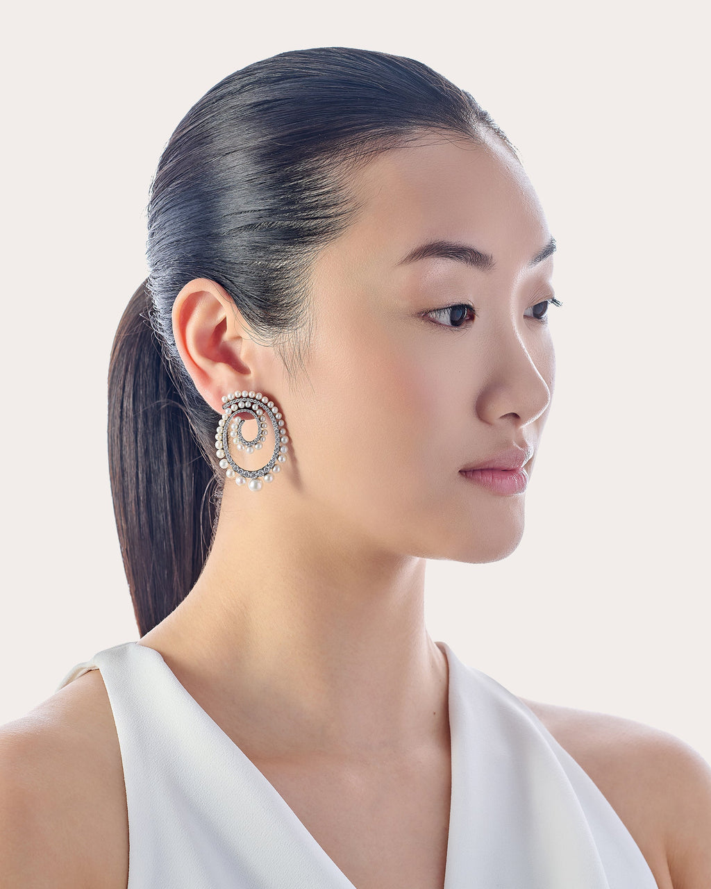 Diamond & Pearl Petite Vortex Drop Earrings