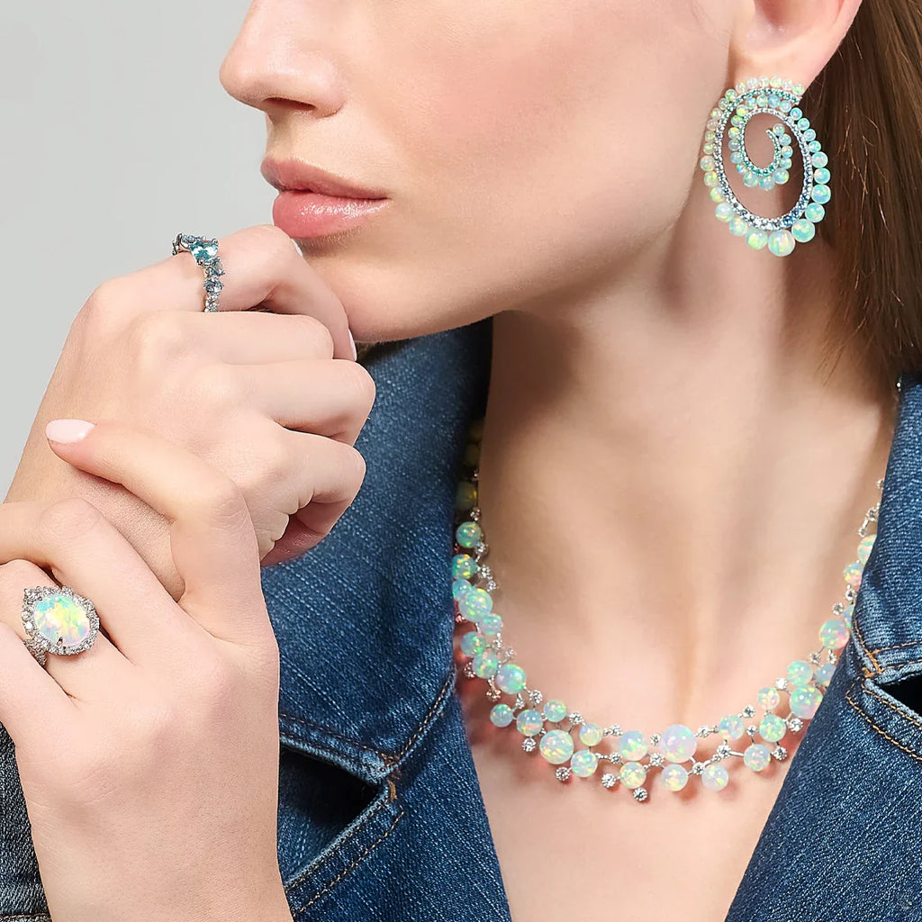 Baby Blue Aquamarine Nova Starburst Ring
