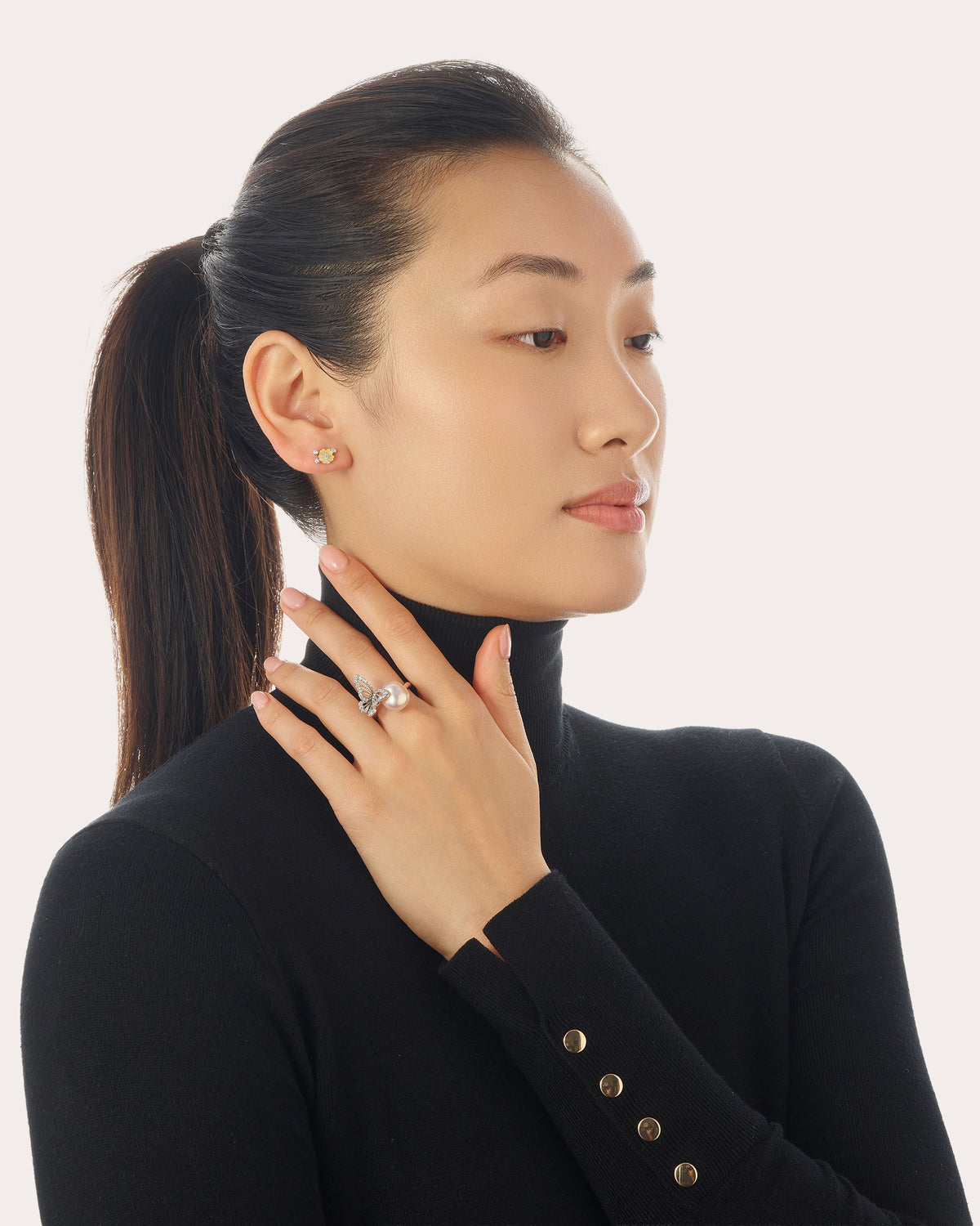 Diamond & Mother of Pearl Petite Floral Earrings