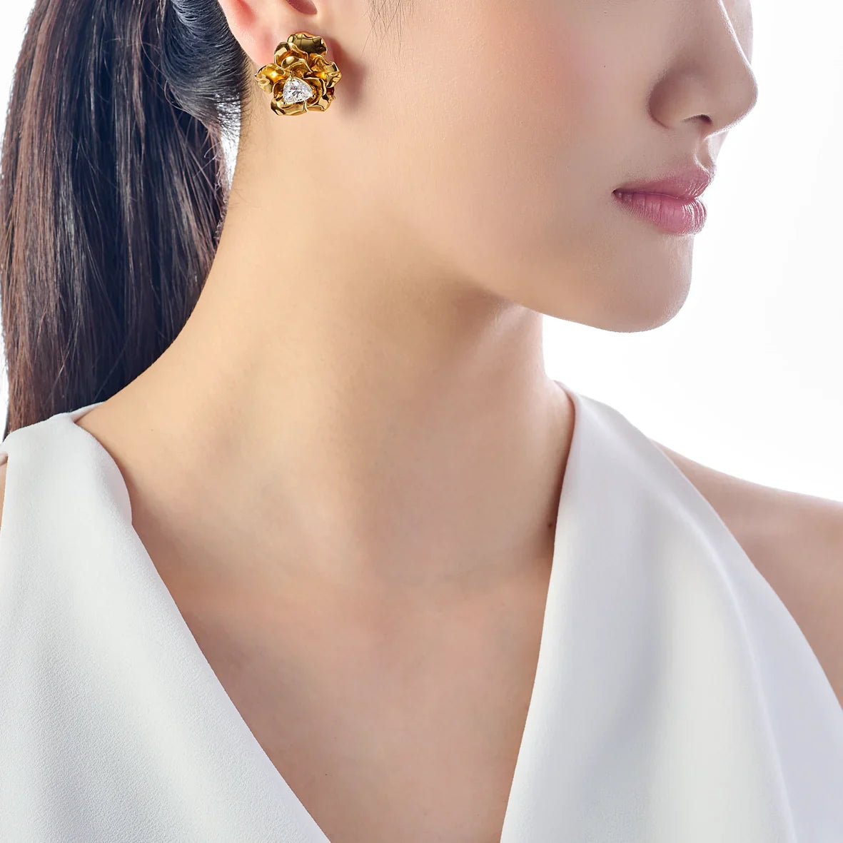 Diamond Reine de Soleil Stud Earrings